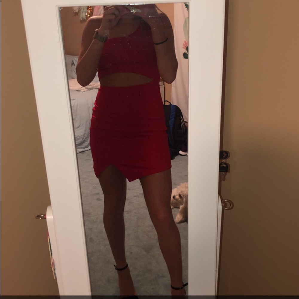 Red dress with cut out